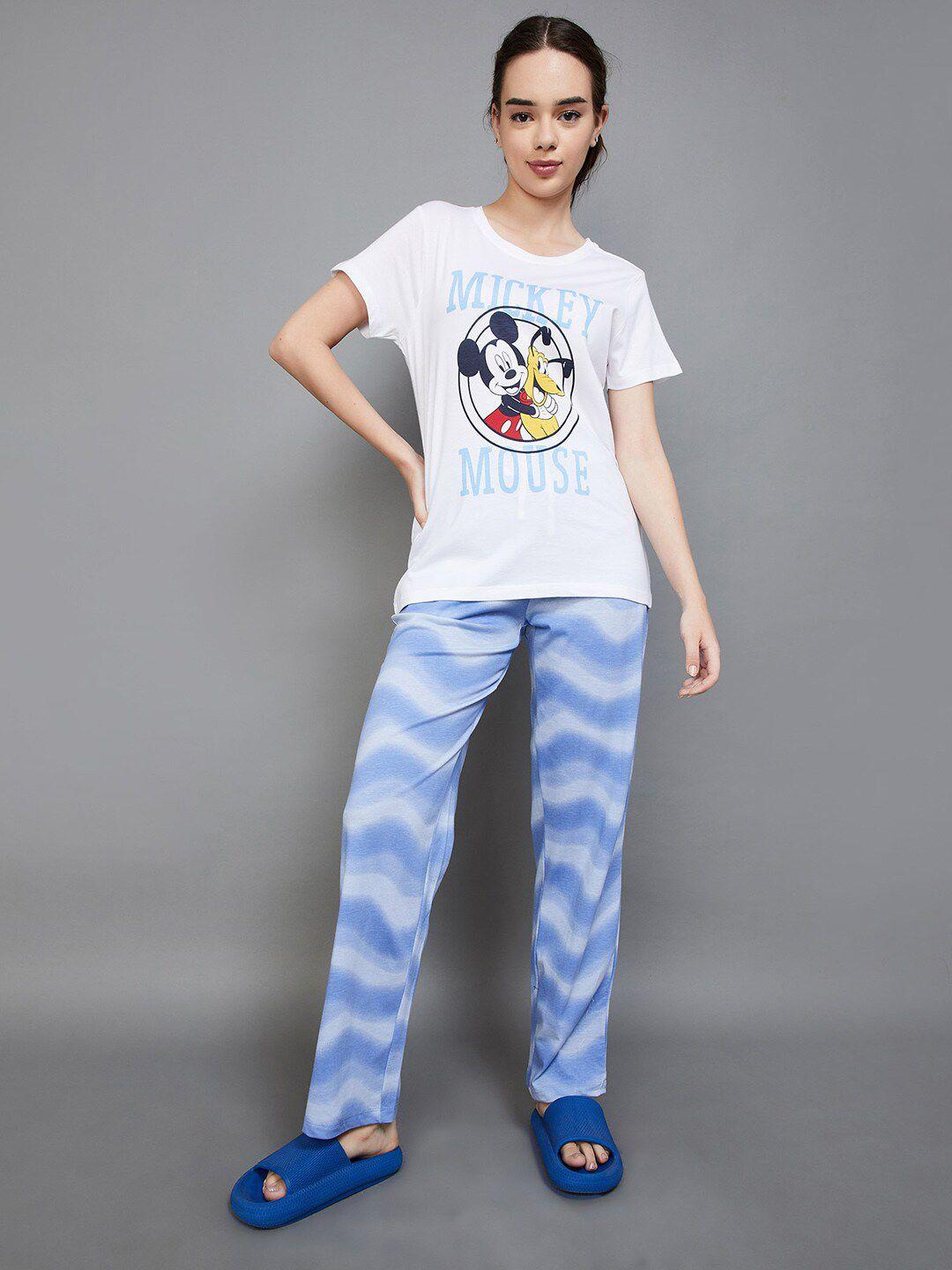 ginger by lifestyle mickey & goofy printed pure cotton night suit