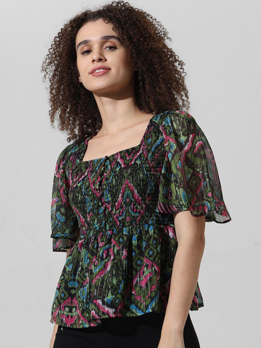 only floral printed flared sleeve empire top