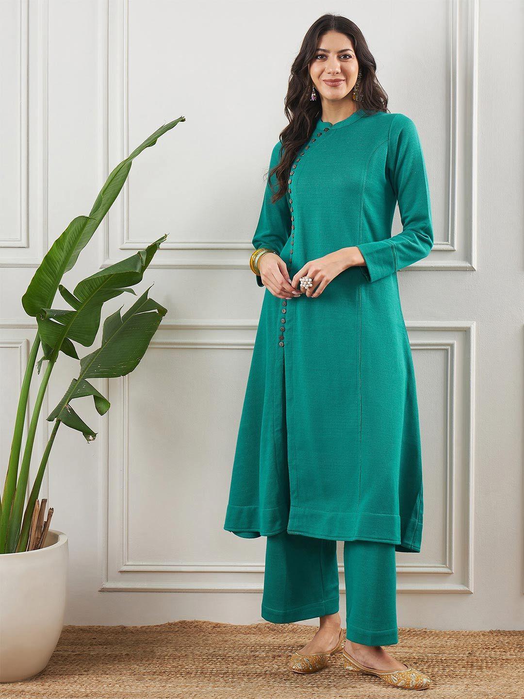 stado band collar a-line kurta with trousers