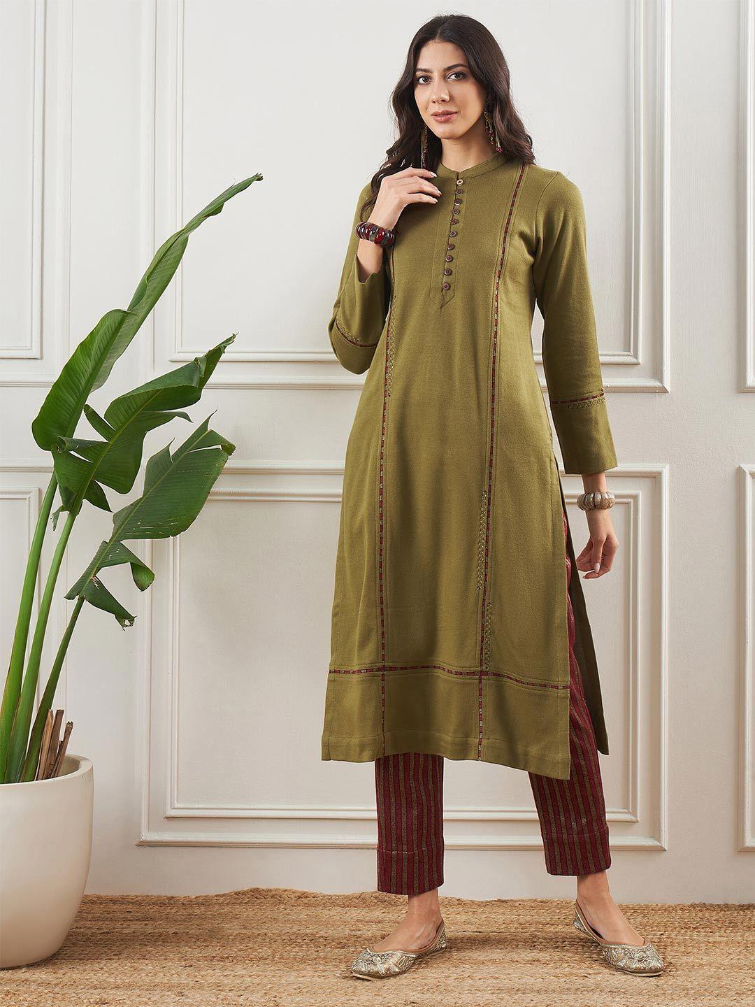 stado mandarin collar a-line kurta with trousers