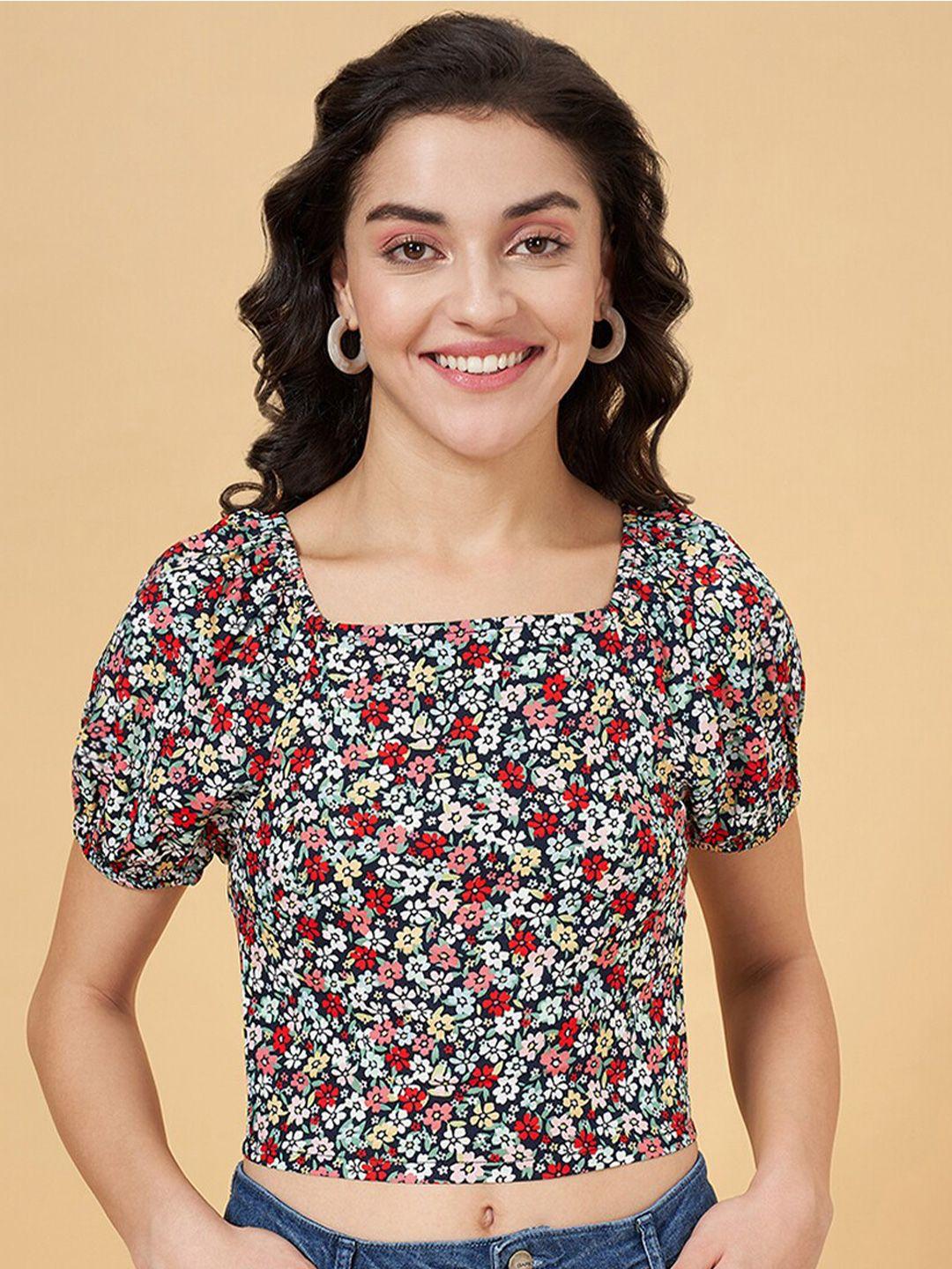 yu by pantaloons floral printed square neck crop top