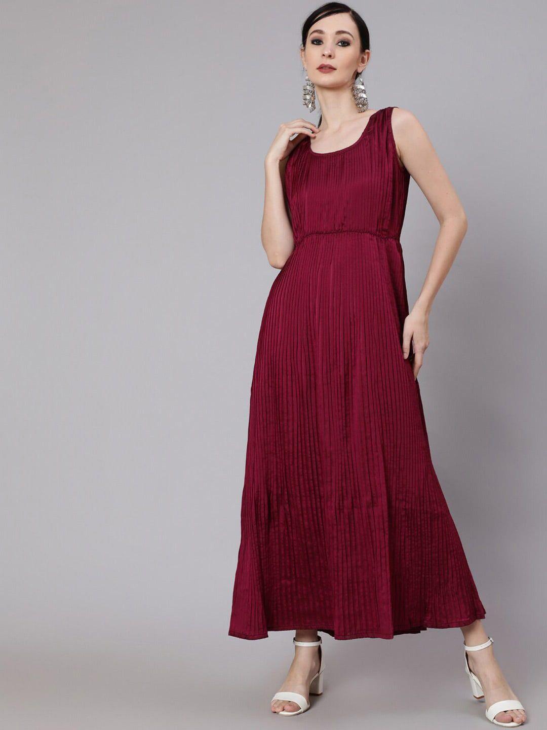 anouk round neck pleated maxi dress