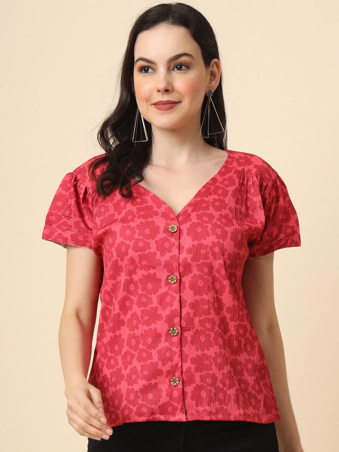 here&now straight floral opaque printed casual shirt