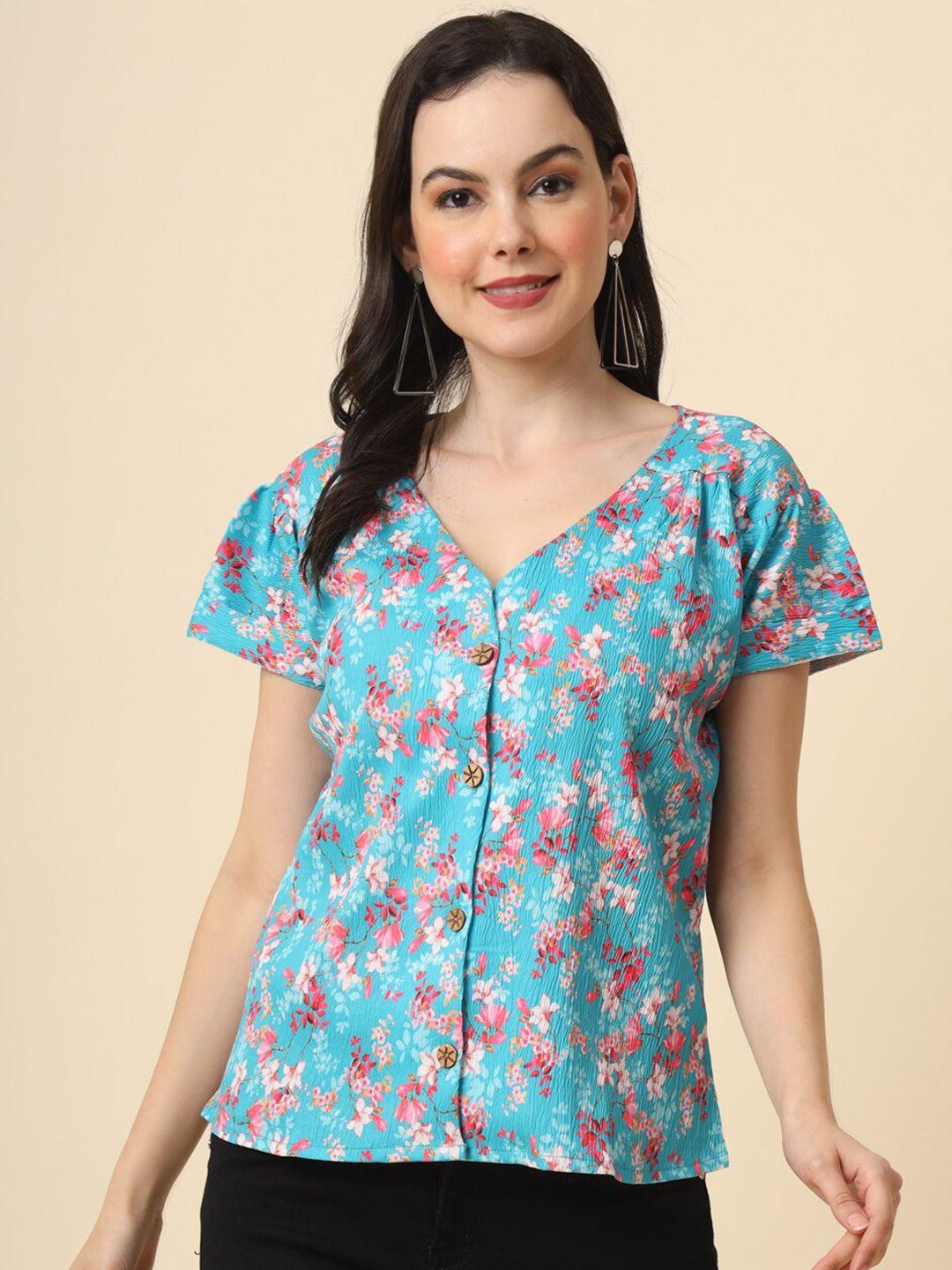 here&now straight floral opaque printed casual shirt