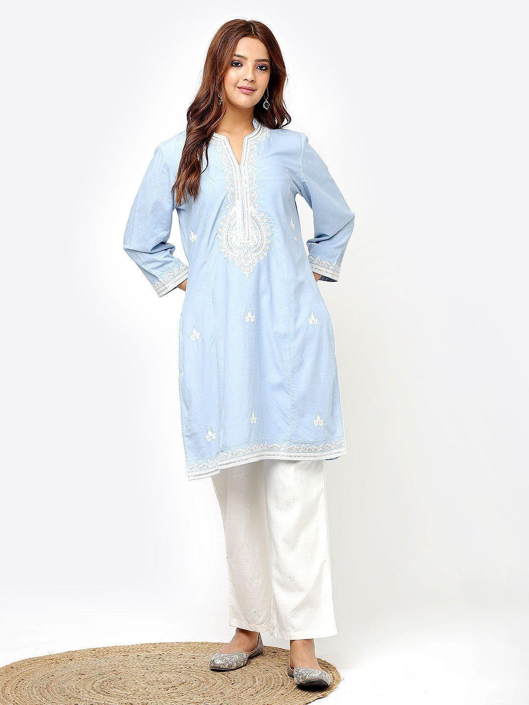 lakshita paisley embroidered straight kurti