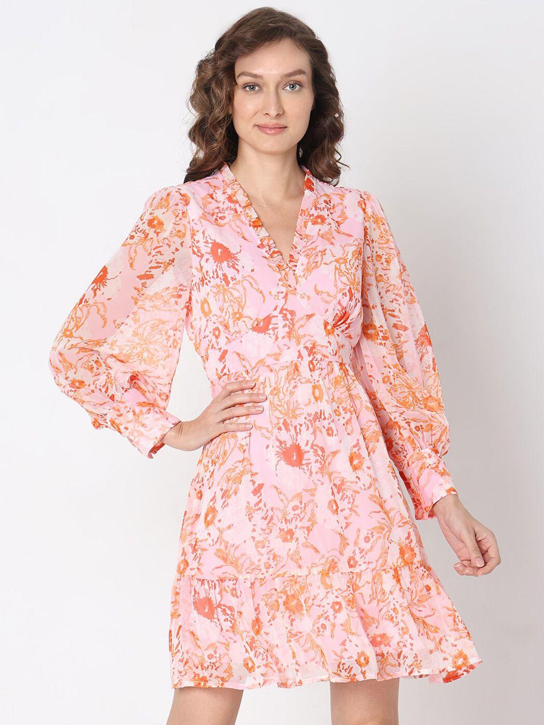 vero moda floral printed fit & flare dress