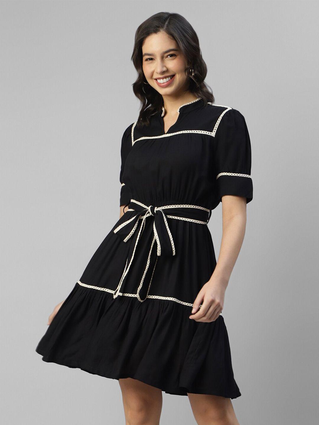 deebaco black fit & flare dress