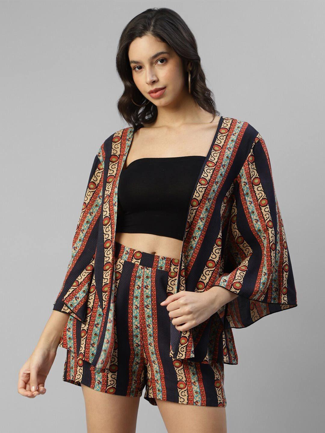 deebaco printed shrug with shorts co-ords