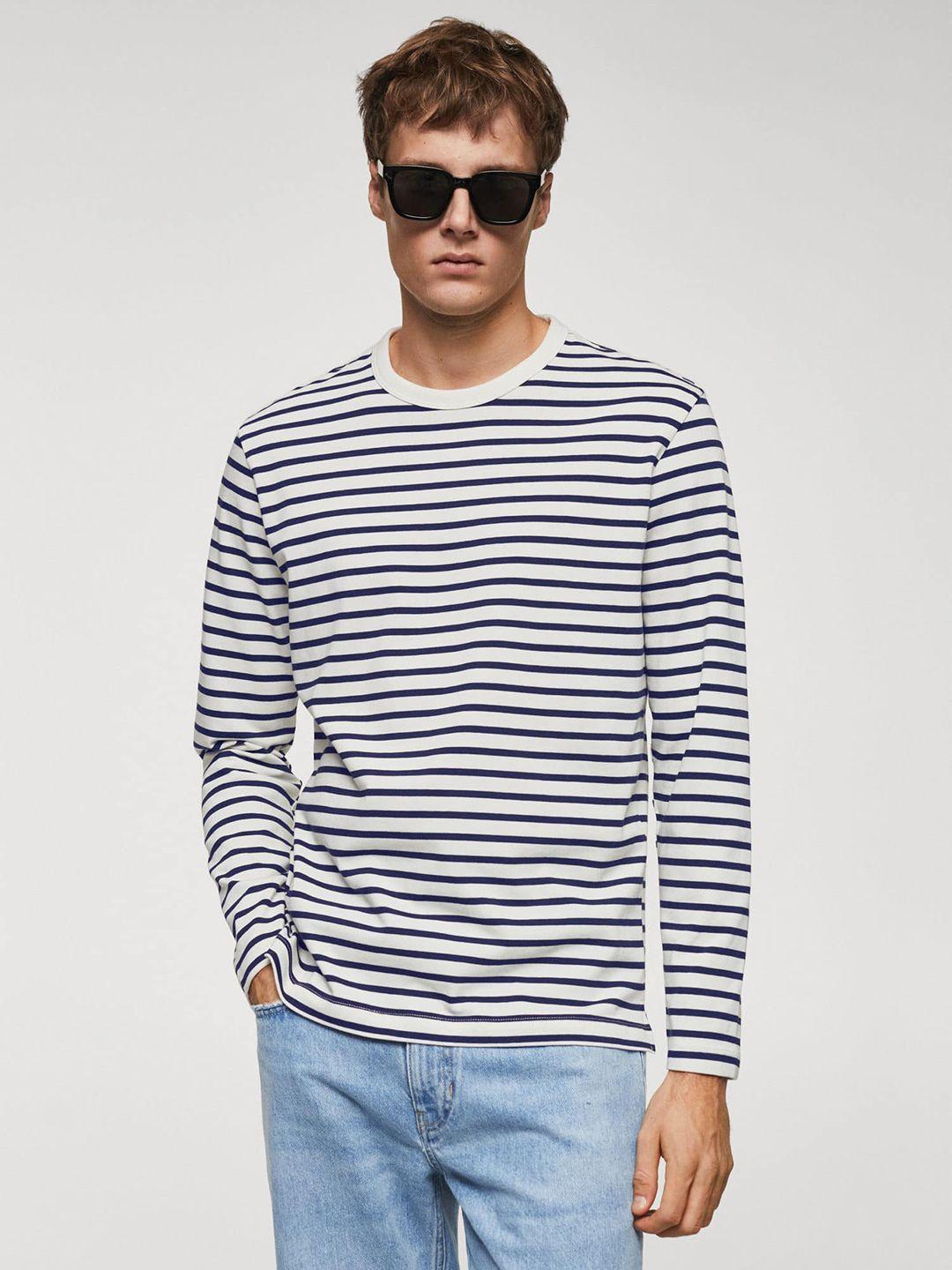 mango man striped pure cotton t-shirt