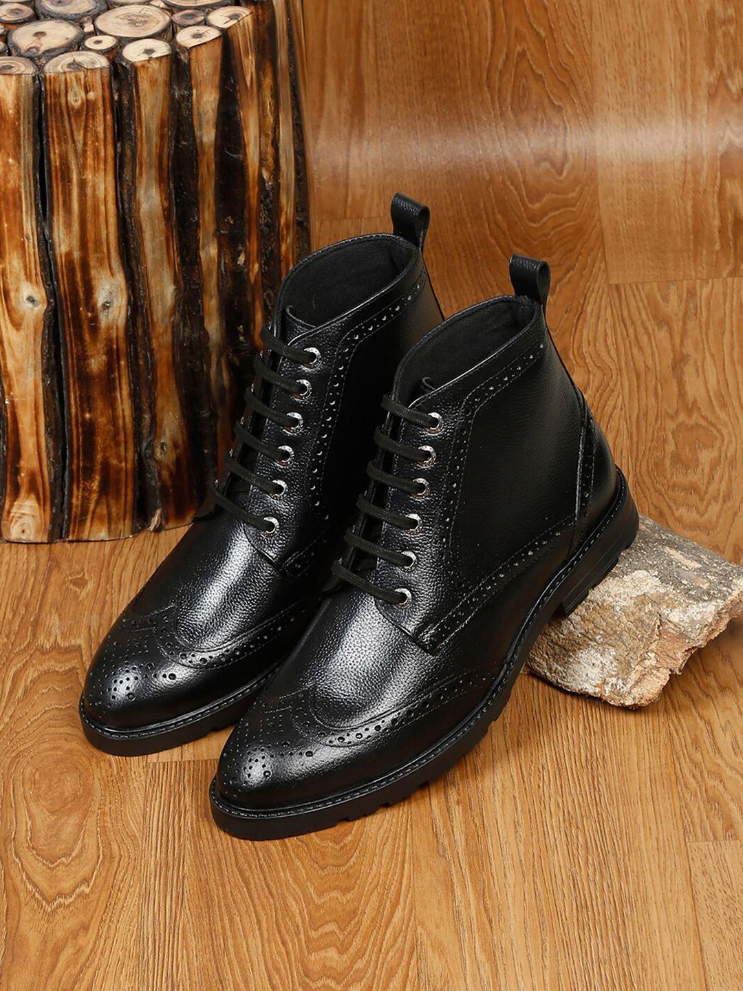 louis stitch men textured genuine leather lace-ups biker boots