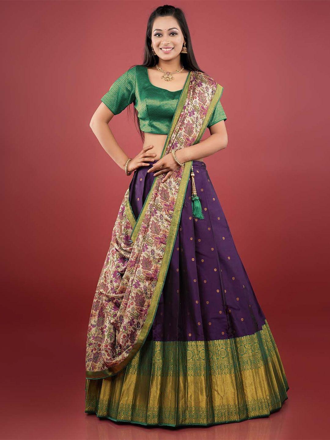 halfsaree studio woven design semi-stitched lehenga & unstitched blouse with dupatta