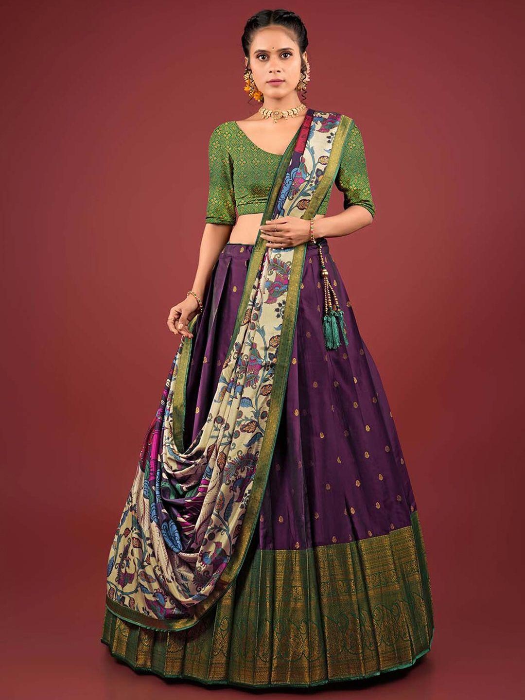 halfsaree studio woven design semi-stitched lehenga & unstitched blouse with dupatta