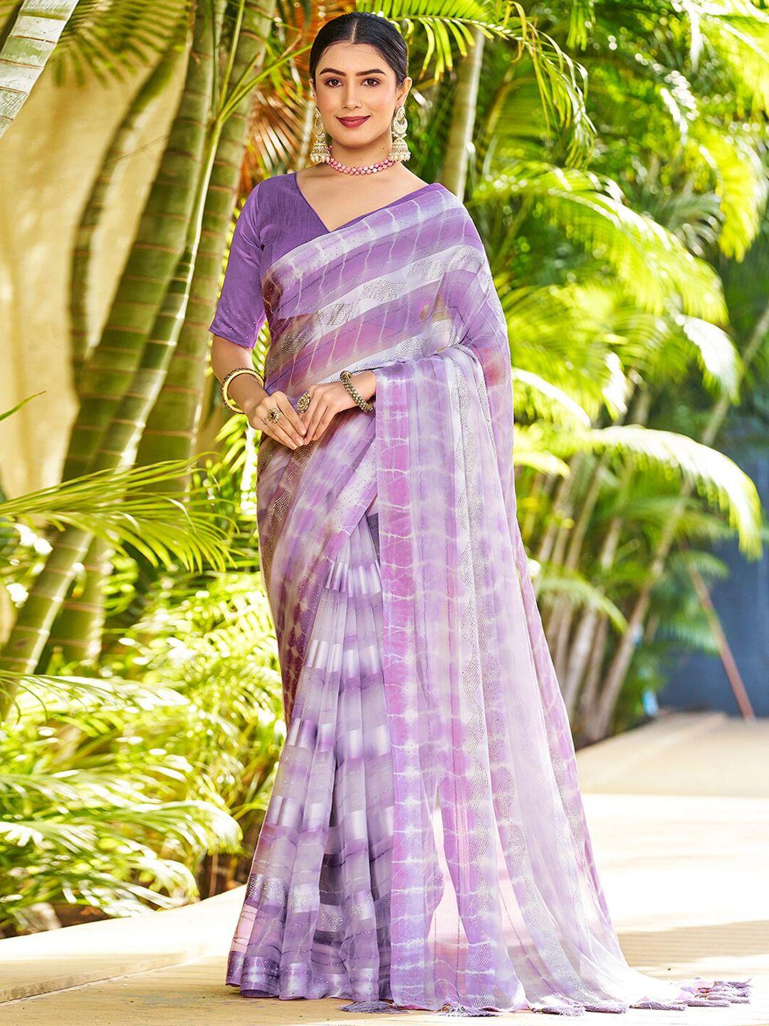 mitera striped beads and stones embellished saree