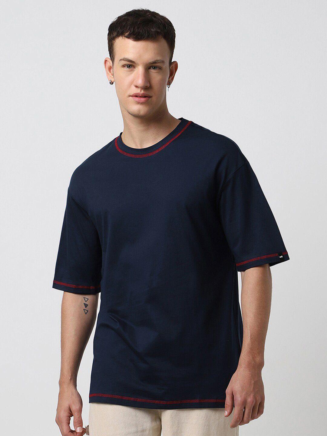 bewakoof drop-shoulder sleeves oversized pure cotton t-shirt