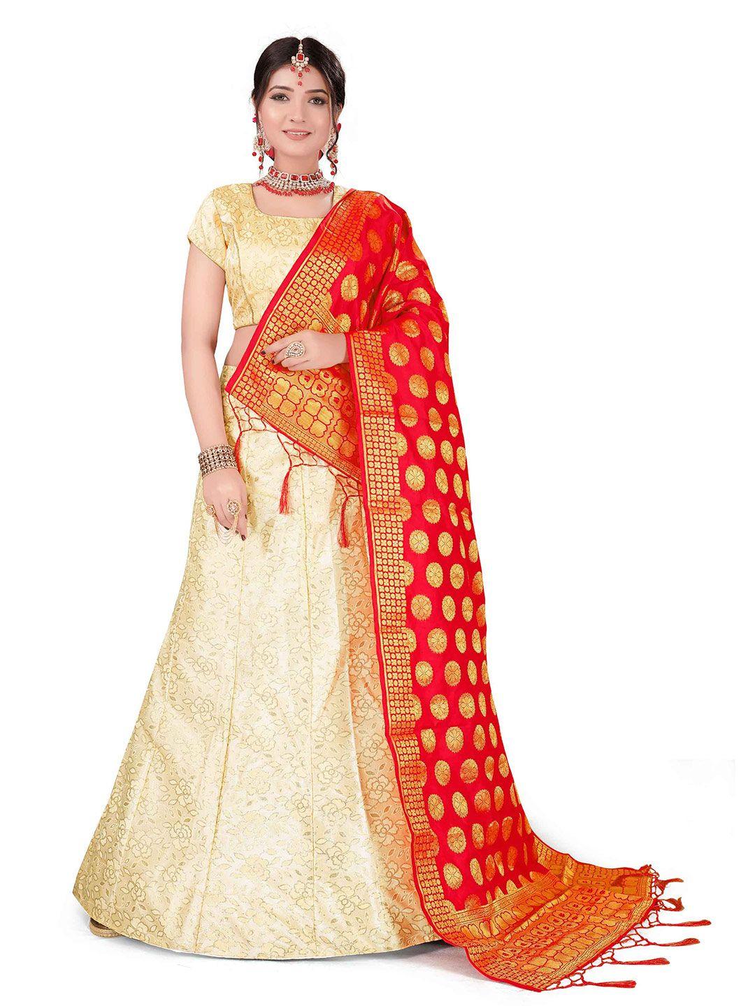 manvaa embroidered semi-stitched lehenga & unstitched blouse with dupatta