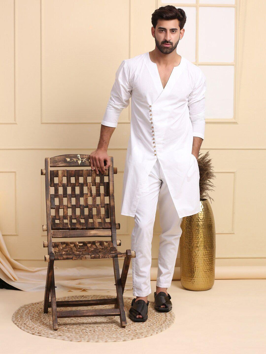 midav v neck overlapped cotton kurta