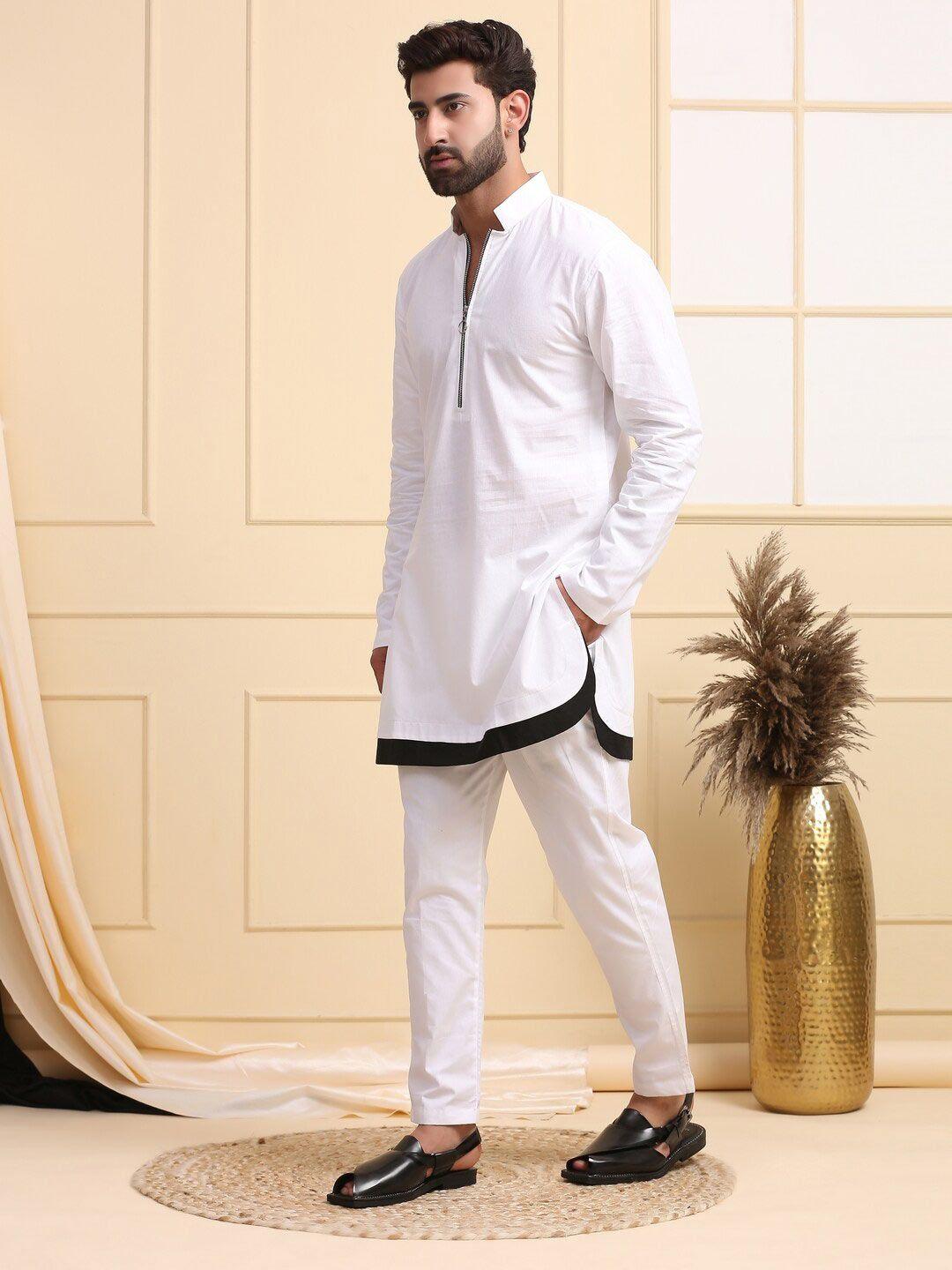 midav long sleeves front zipper kurta