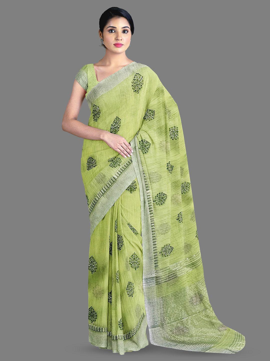 the chennai silks ethnic motifs zari embroidered chanderi saree