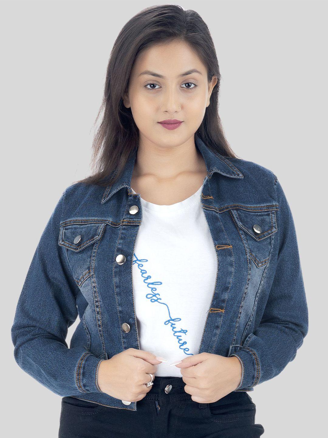 baesd washed lightweight crop cotton denim jacket