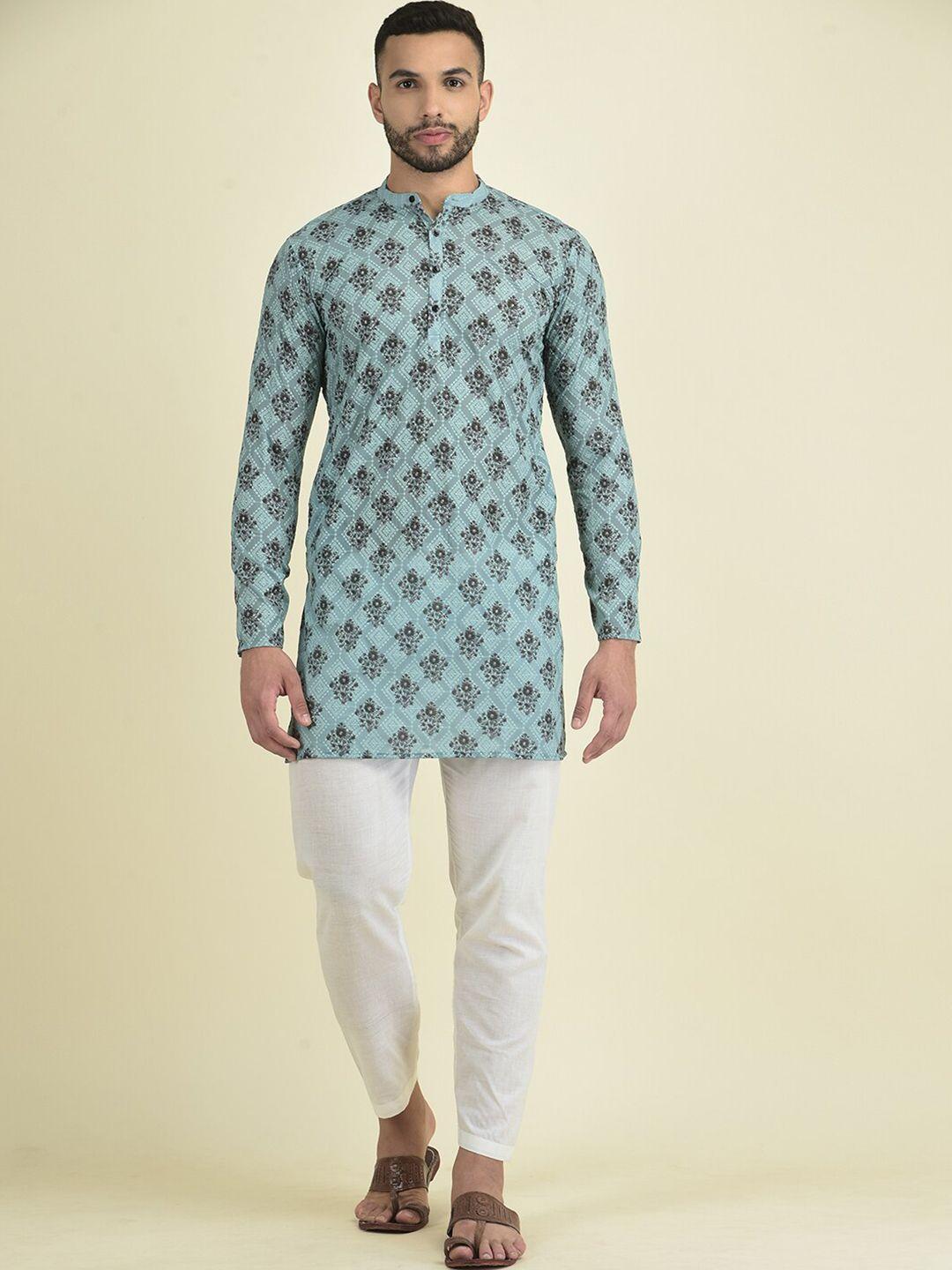 deyann floral embroidered pure cotton kurta with pyjama