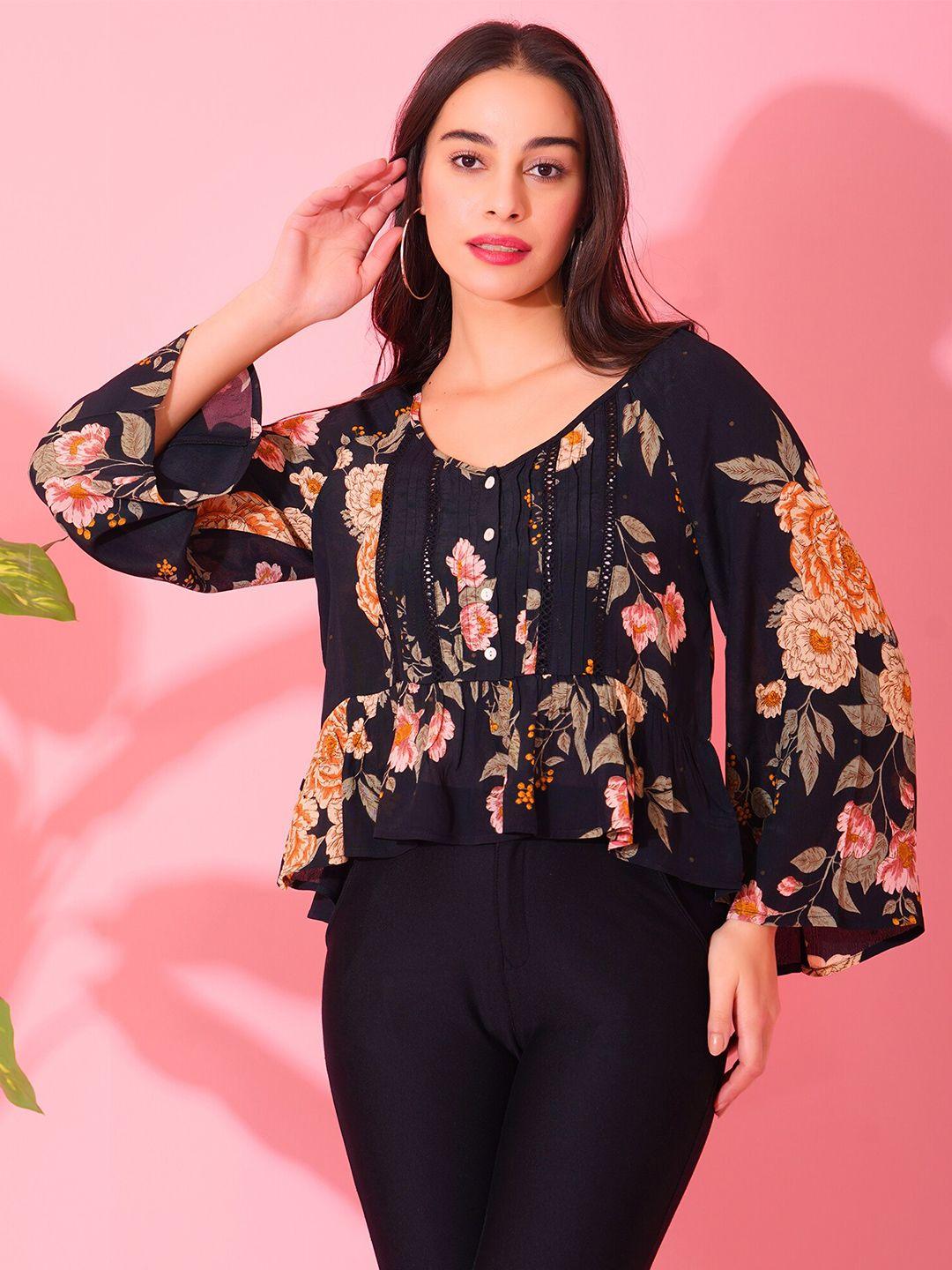 debonatella floral printed crepe top