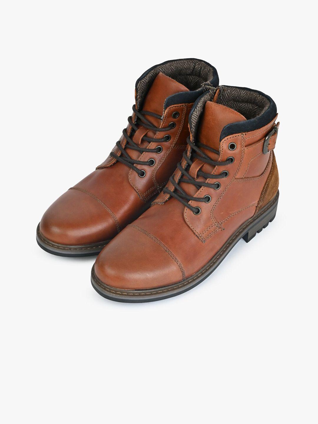 aldo men buckle detailed leather mid-top regular boots