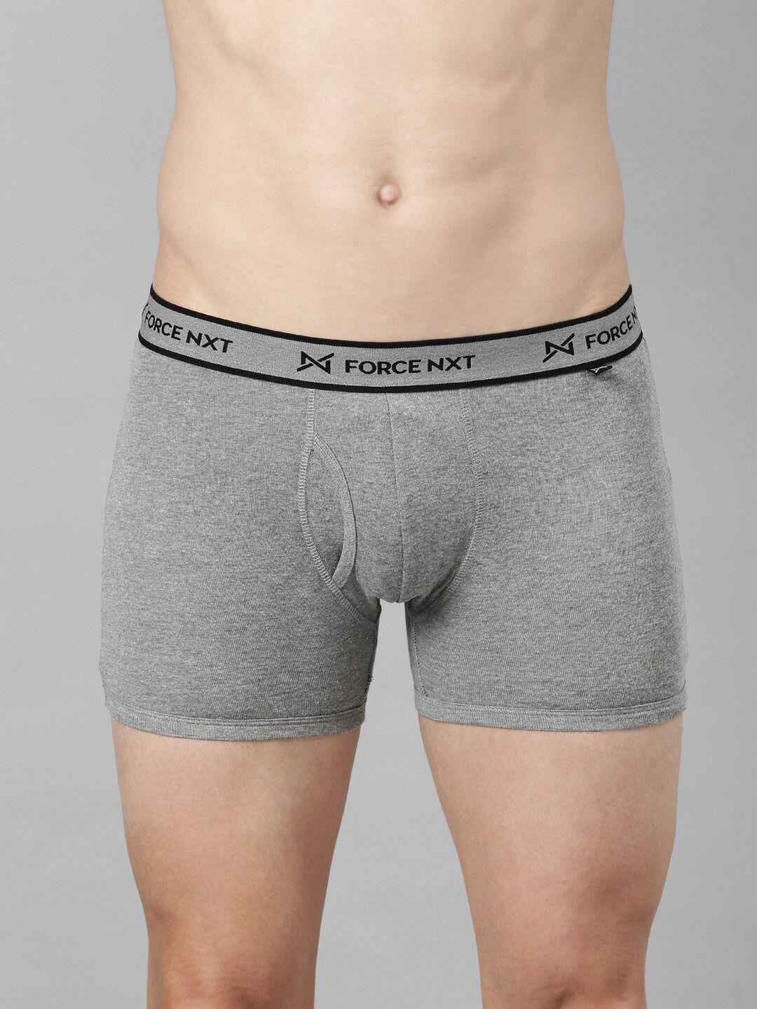 force nxt outer elastic cotton trunks mnfr-222-grey-melange-po1-grey-melange