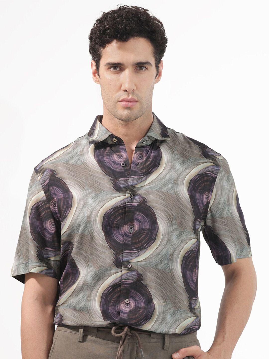 rare rabbit abstract printed slim fit opaque casual shirt