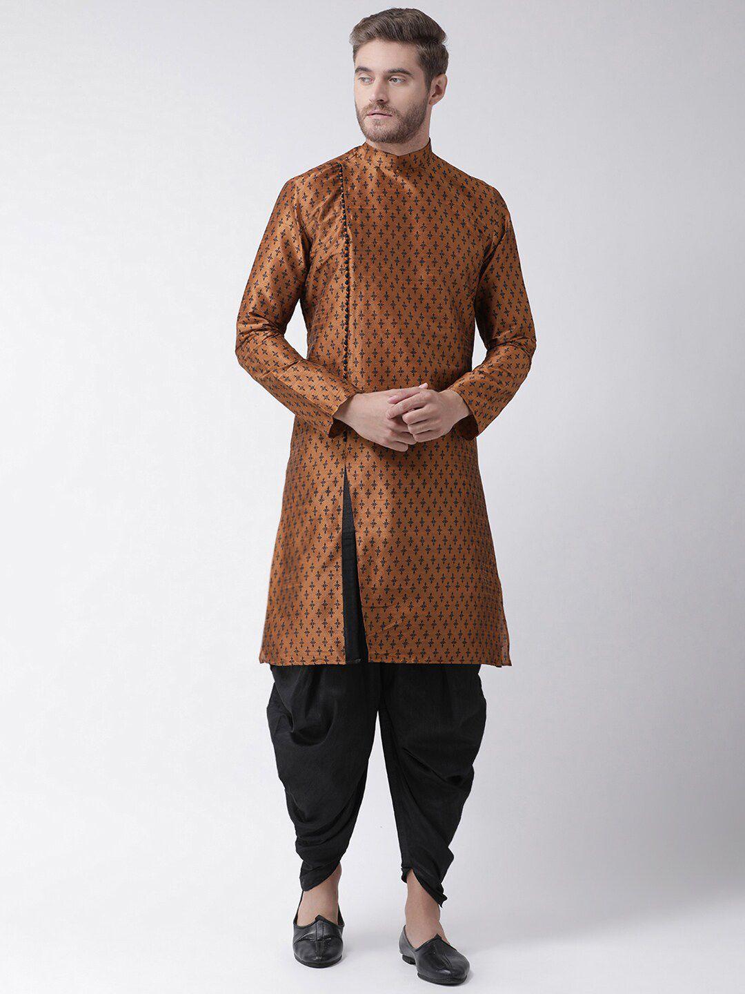 deyann ethnic motifs printed regular dupion silk kurta with dhoti pants