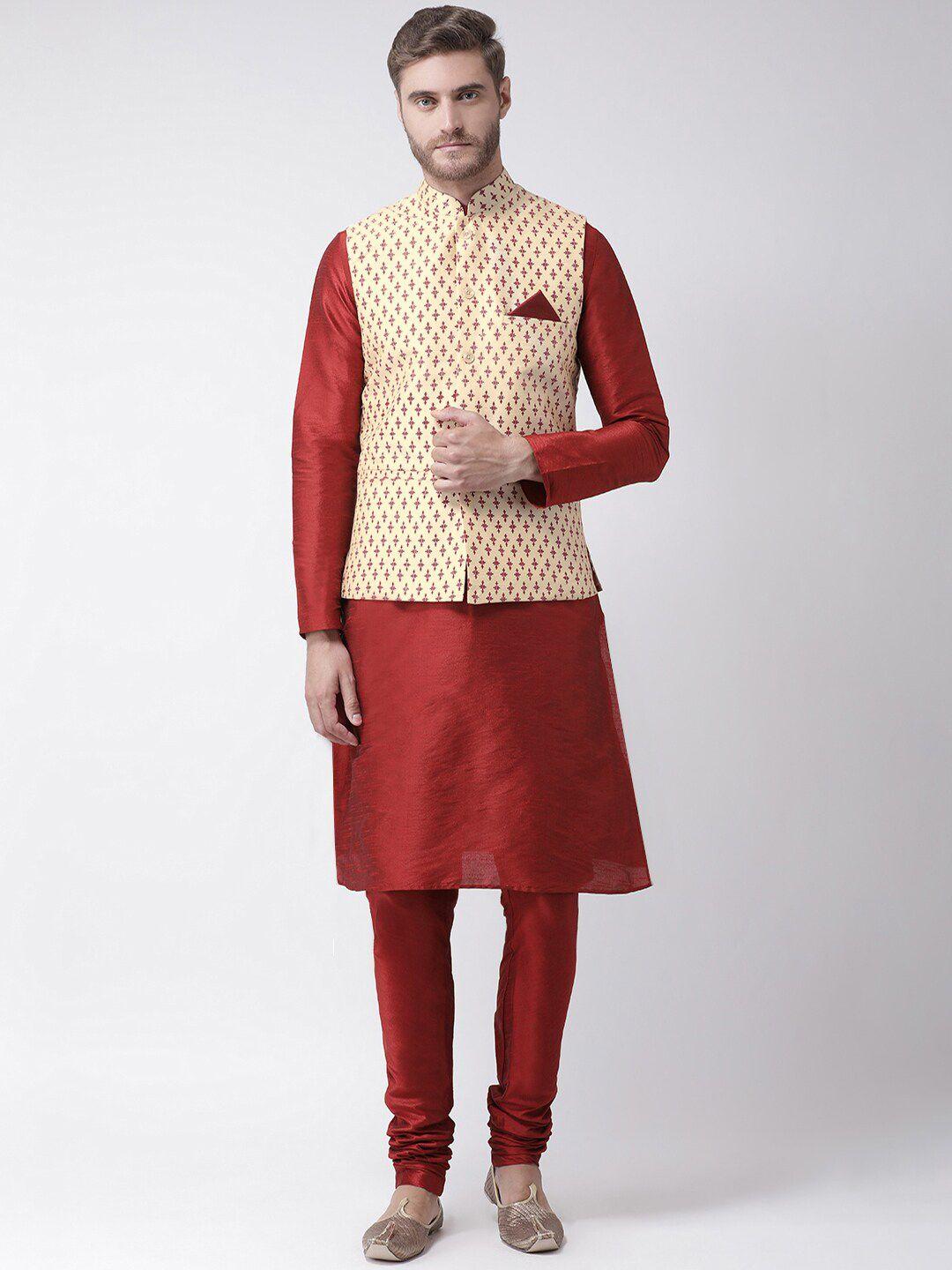 deyann ethnic motifs regular kurta with pyjamas and nehru jacket