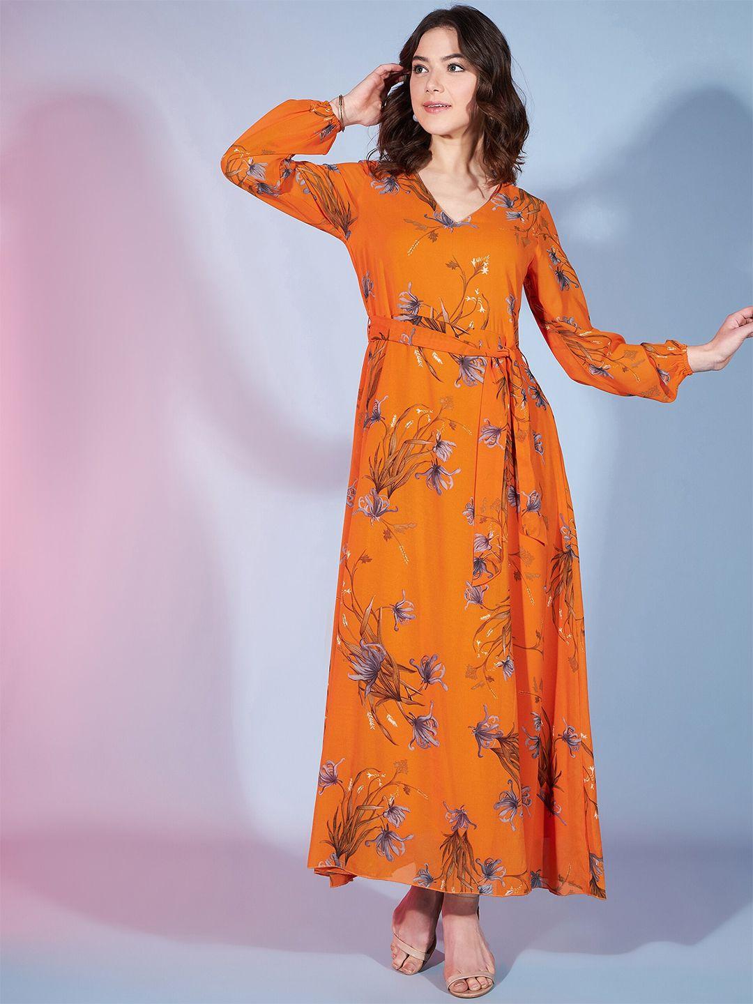 dressberry floral printed georgette maxi dress