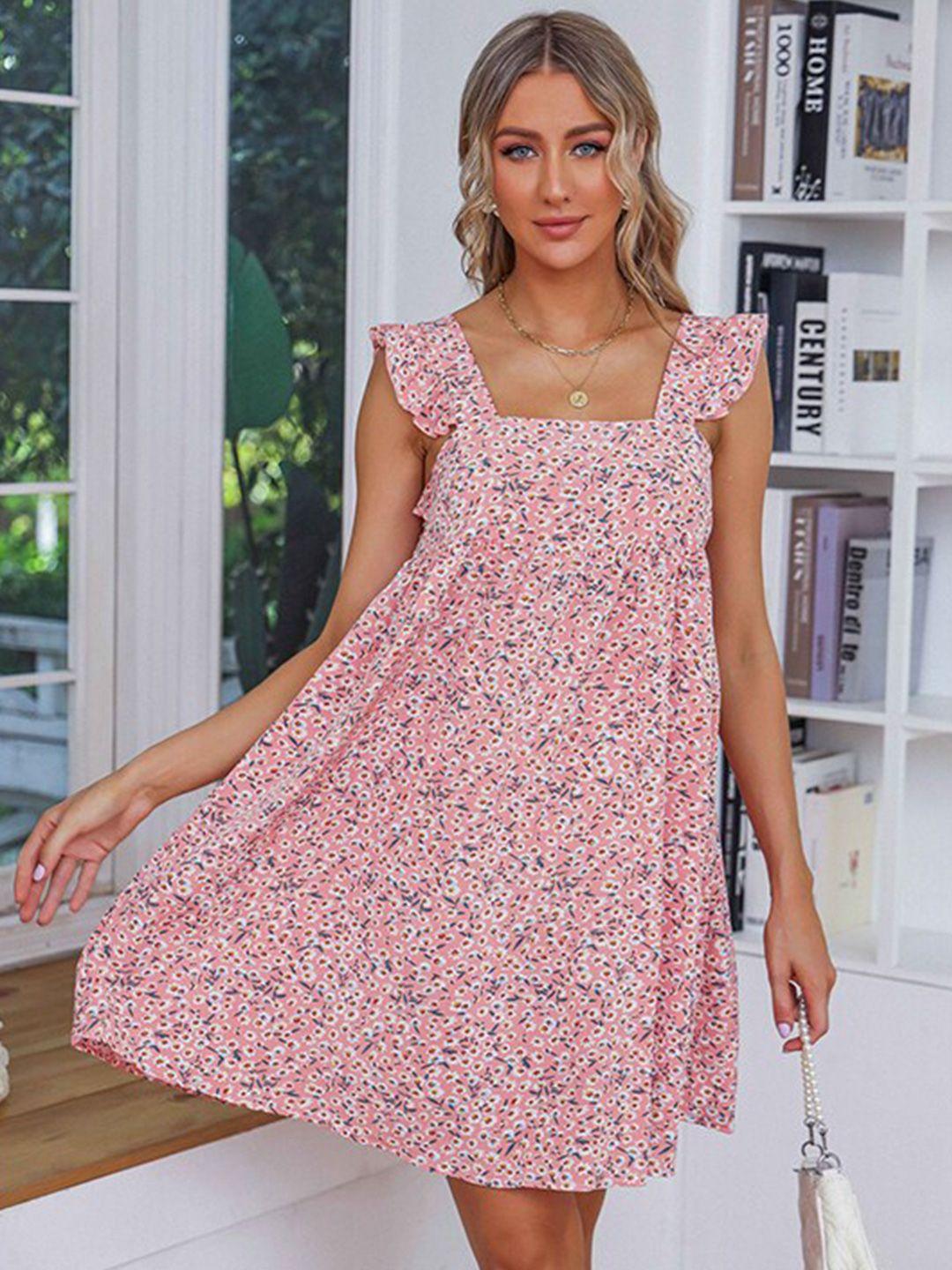 stylecast pink floral printed a-line dress