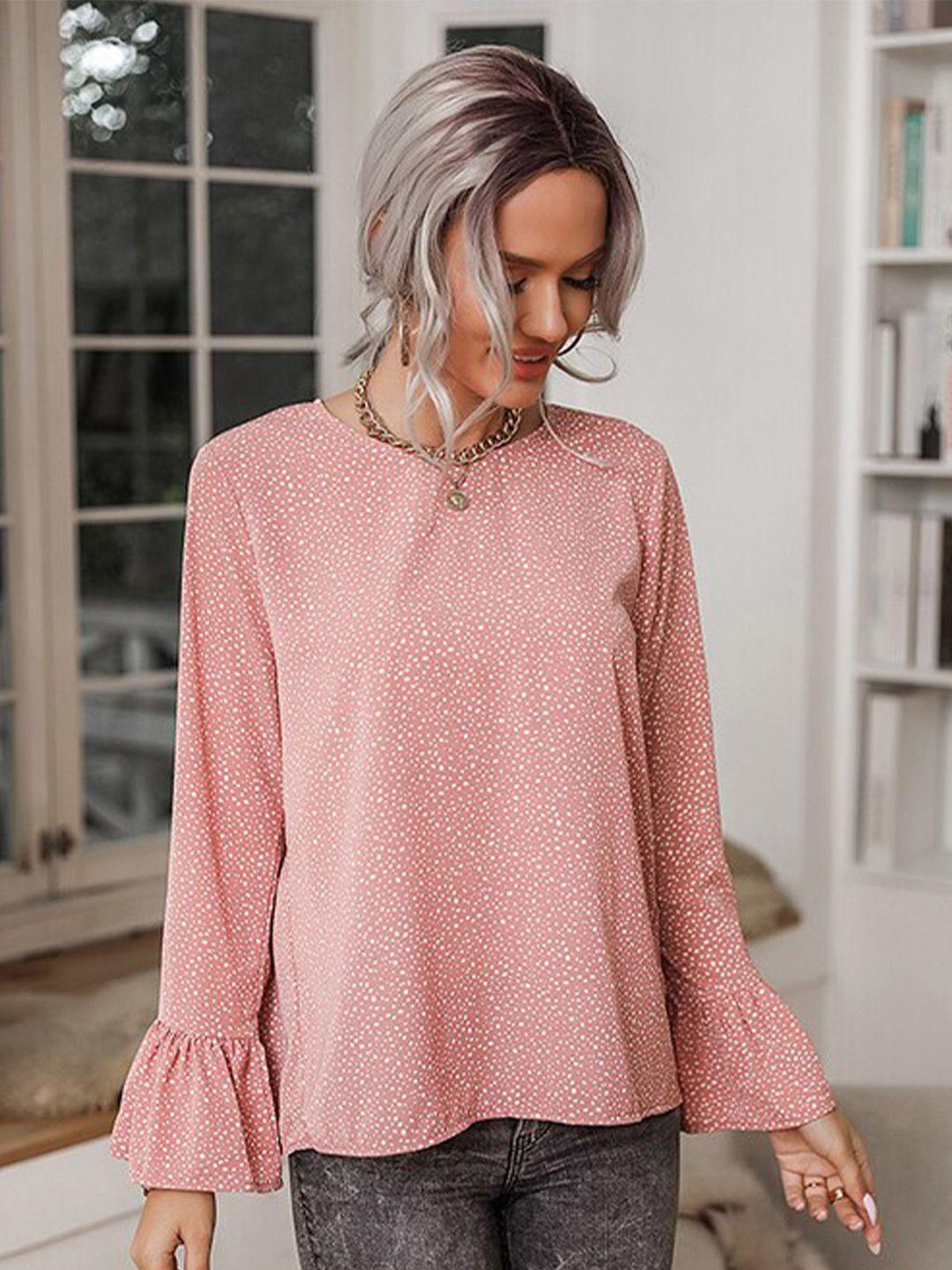 stylecast pink printed bell sleeves chiffon top