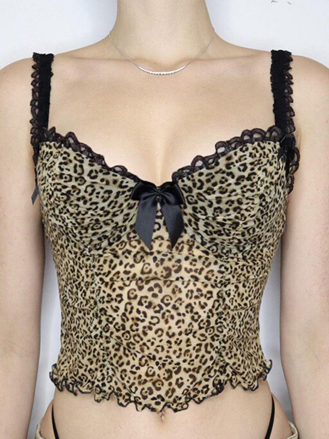 stylecast brown animal print crop top