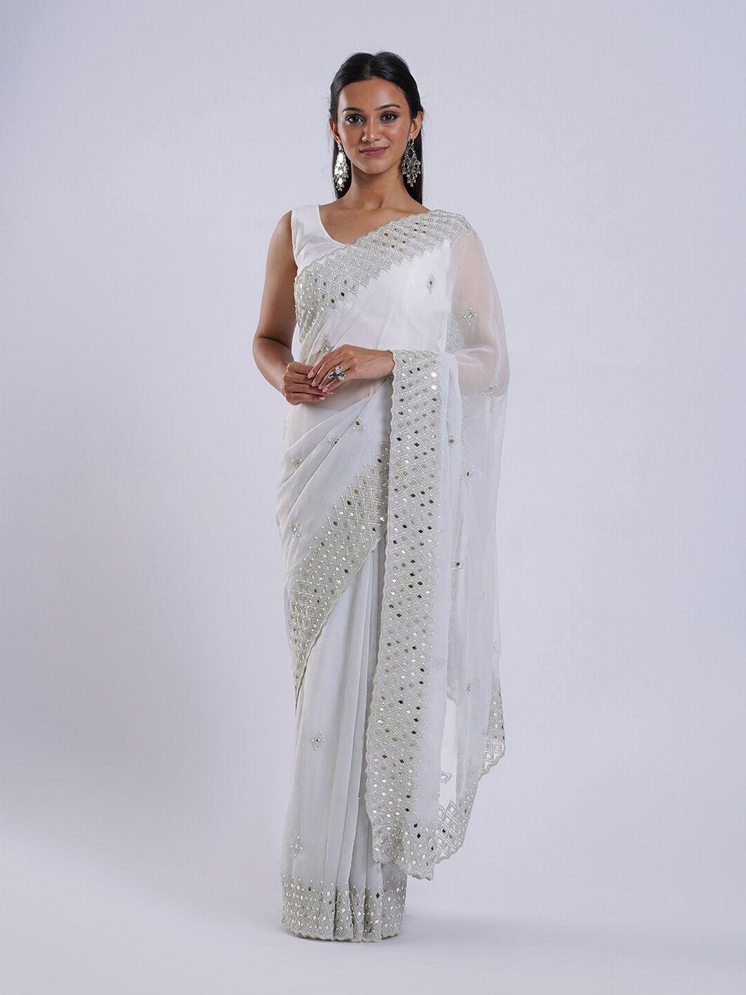 teejh geometric sequinned embellished saree