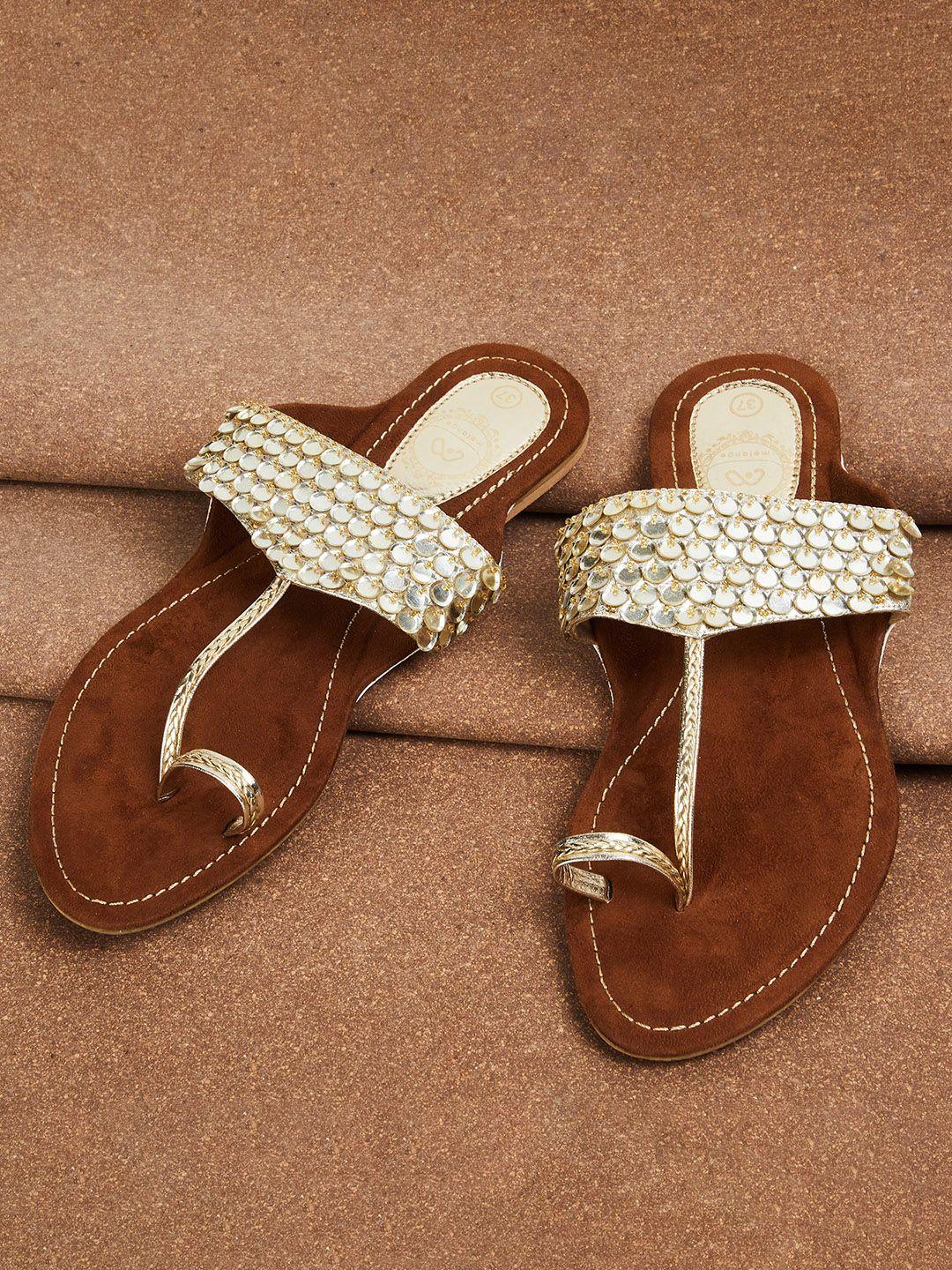 melange by lifestyle embellished one toe flats