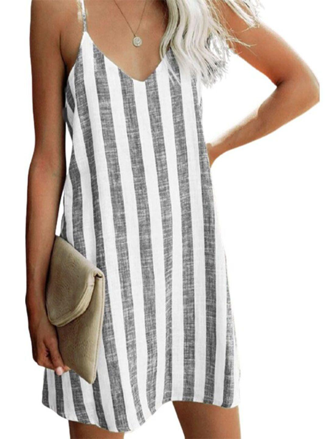 stylecast cotton striped v-neck a-line dress