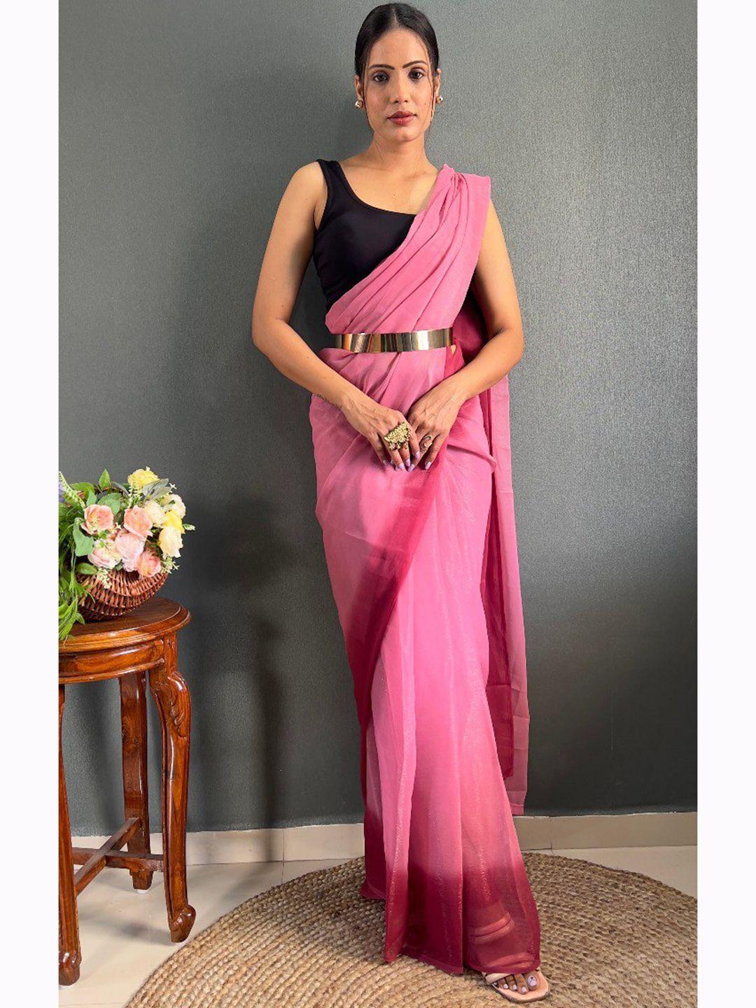 veerax pink ombre pure chiffon ready to wear saree