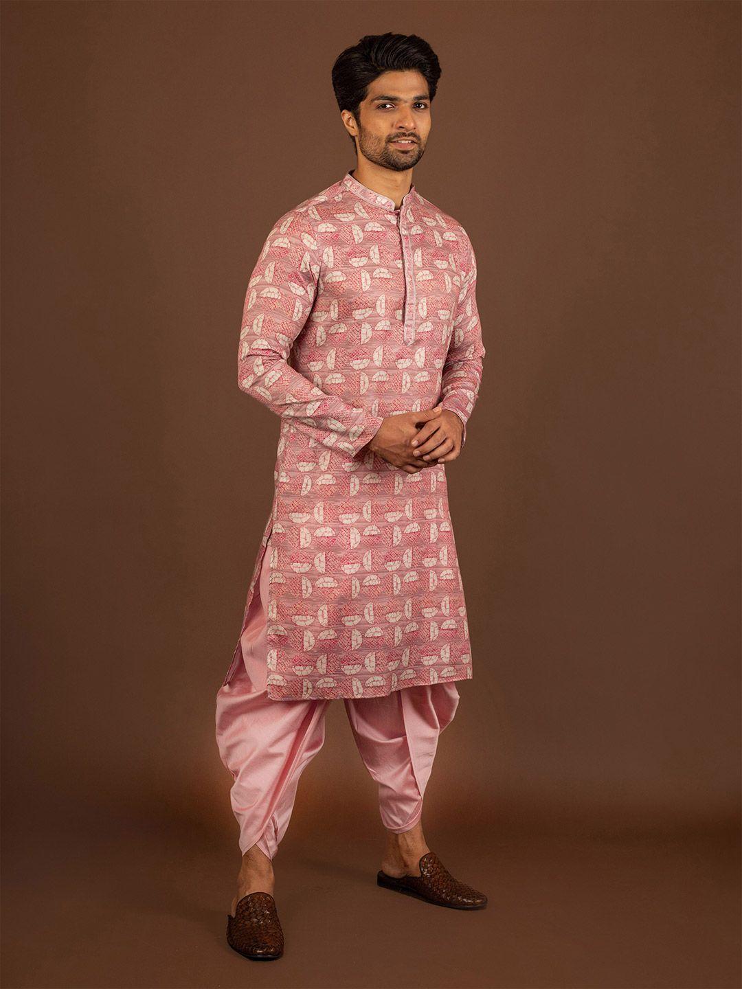 kisah abstract printed mandarin collar regular kurta