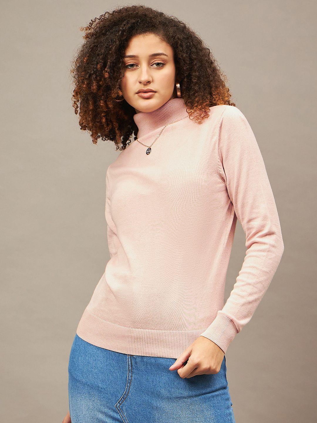 roadster women ribbed cotton turtle neck sweaters