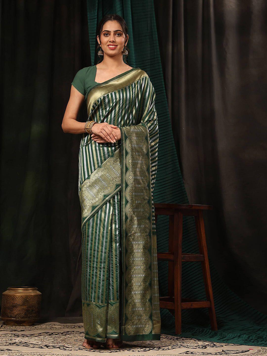 silk land striped zari art silk fusion banarasi saree