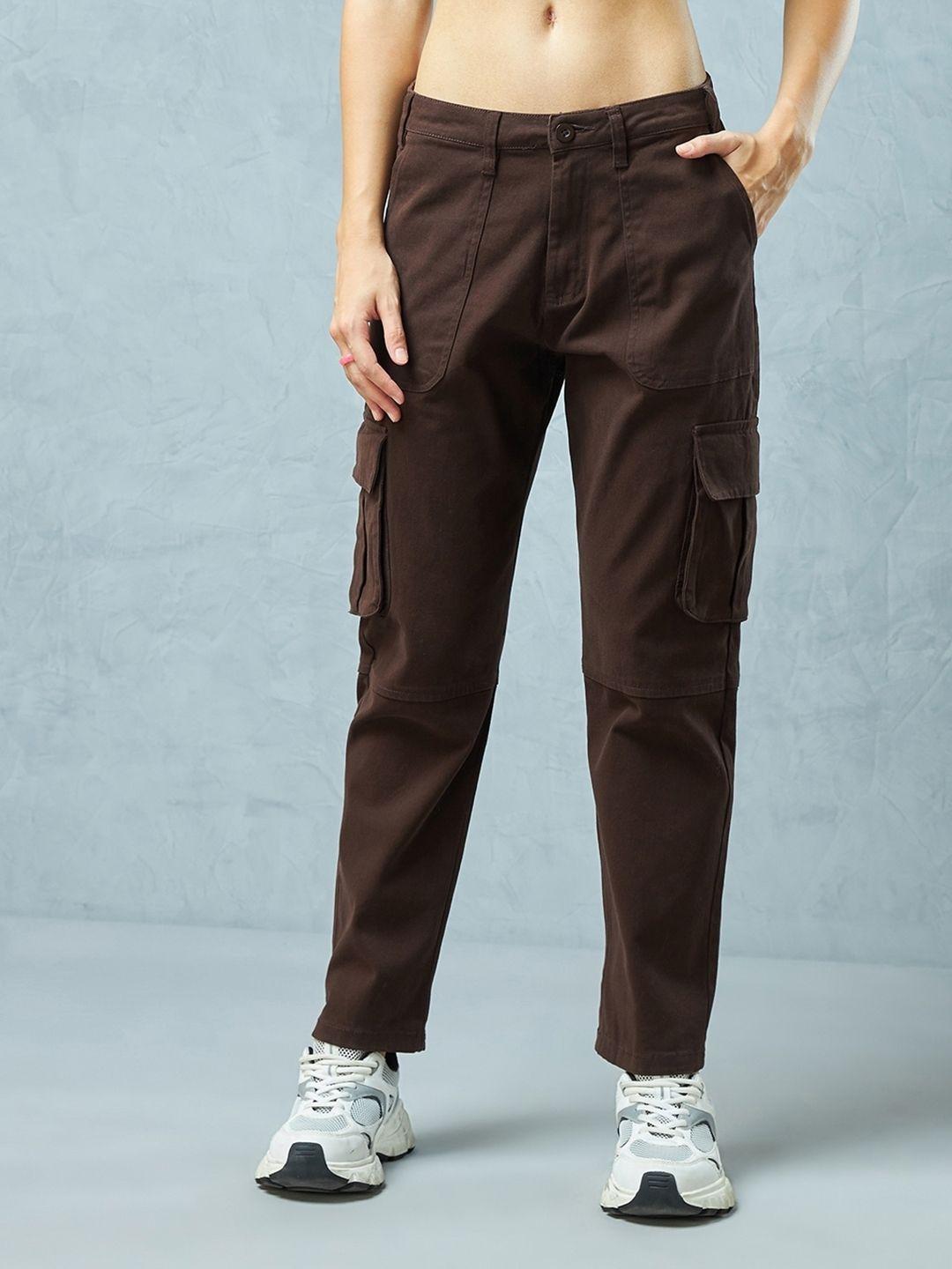 bewakoof women mid-rise cargo trousers