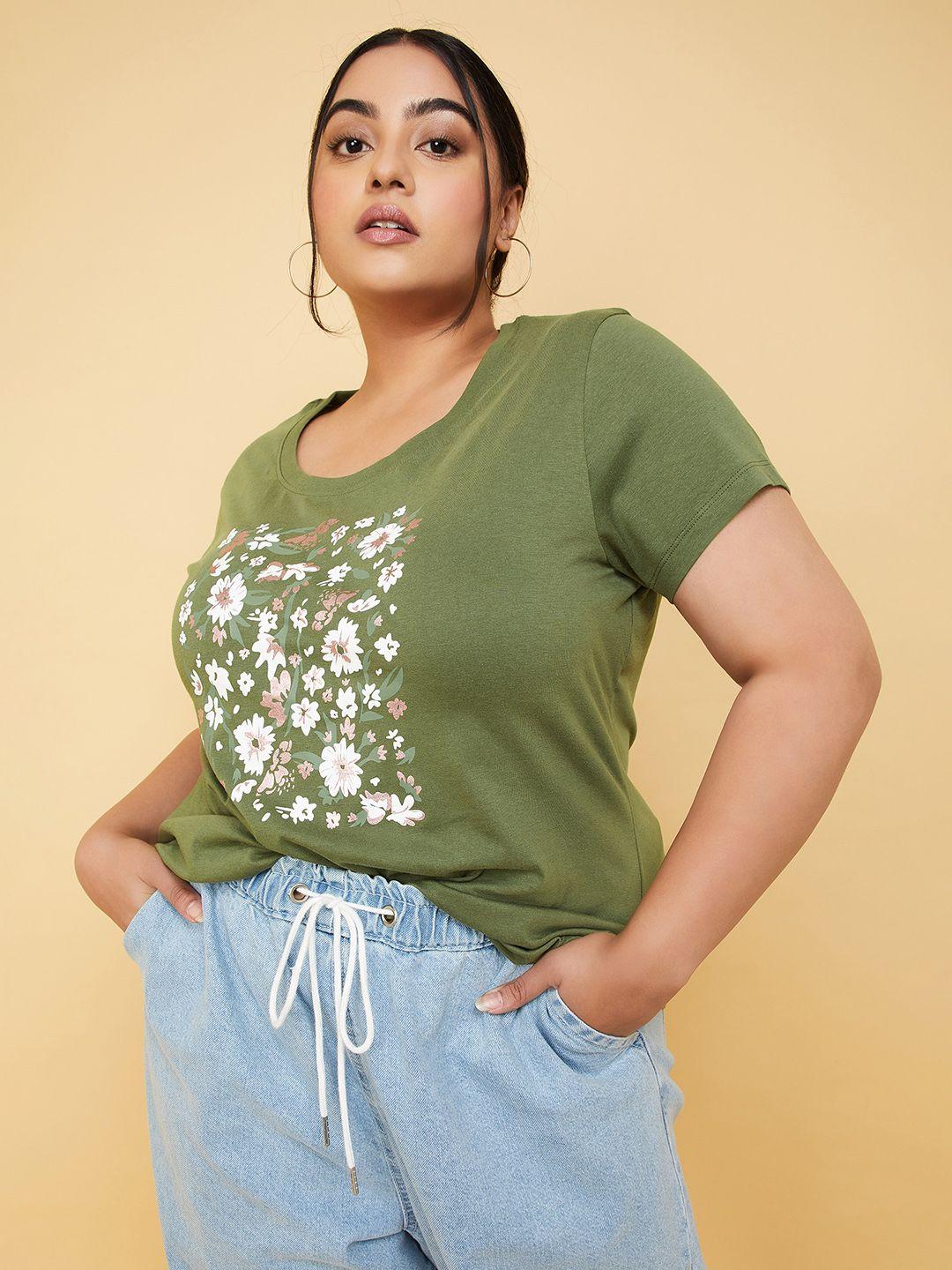 max plus size floral printed cotton regular fit t-shirt