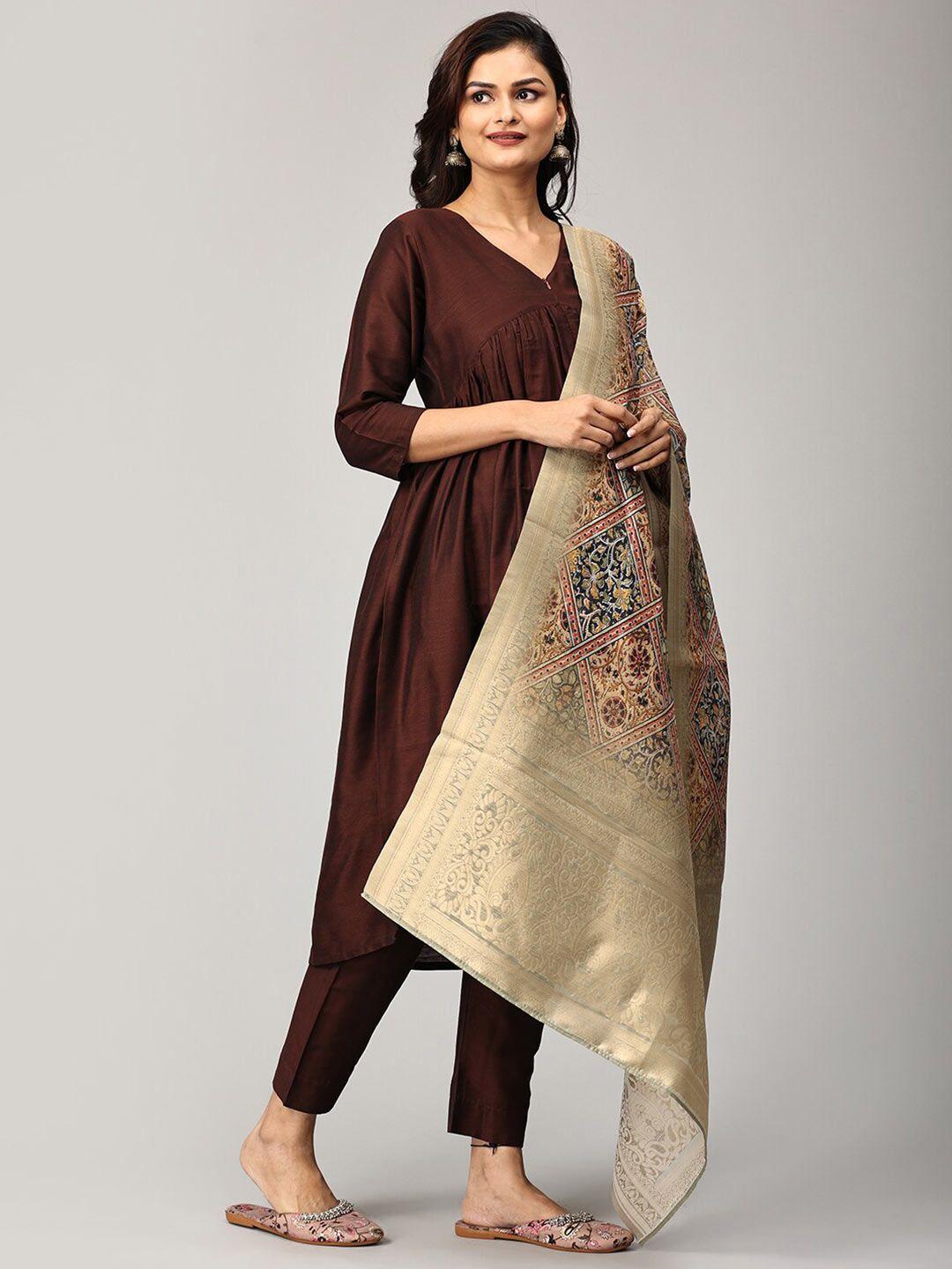 the mom store maternity empire kurta with trouser & dupatta