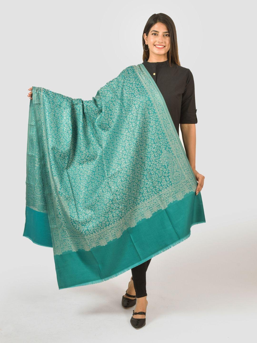 baisa floral woven designed fringed shawl