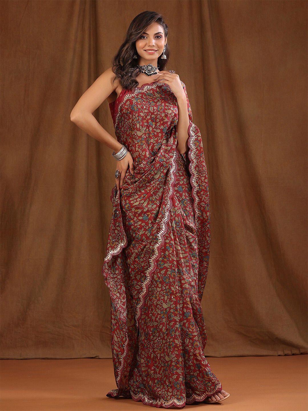 munir floral embroidered gotta patti saree