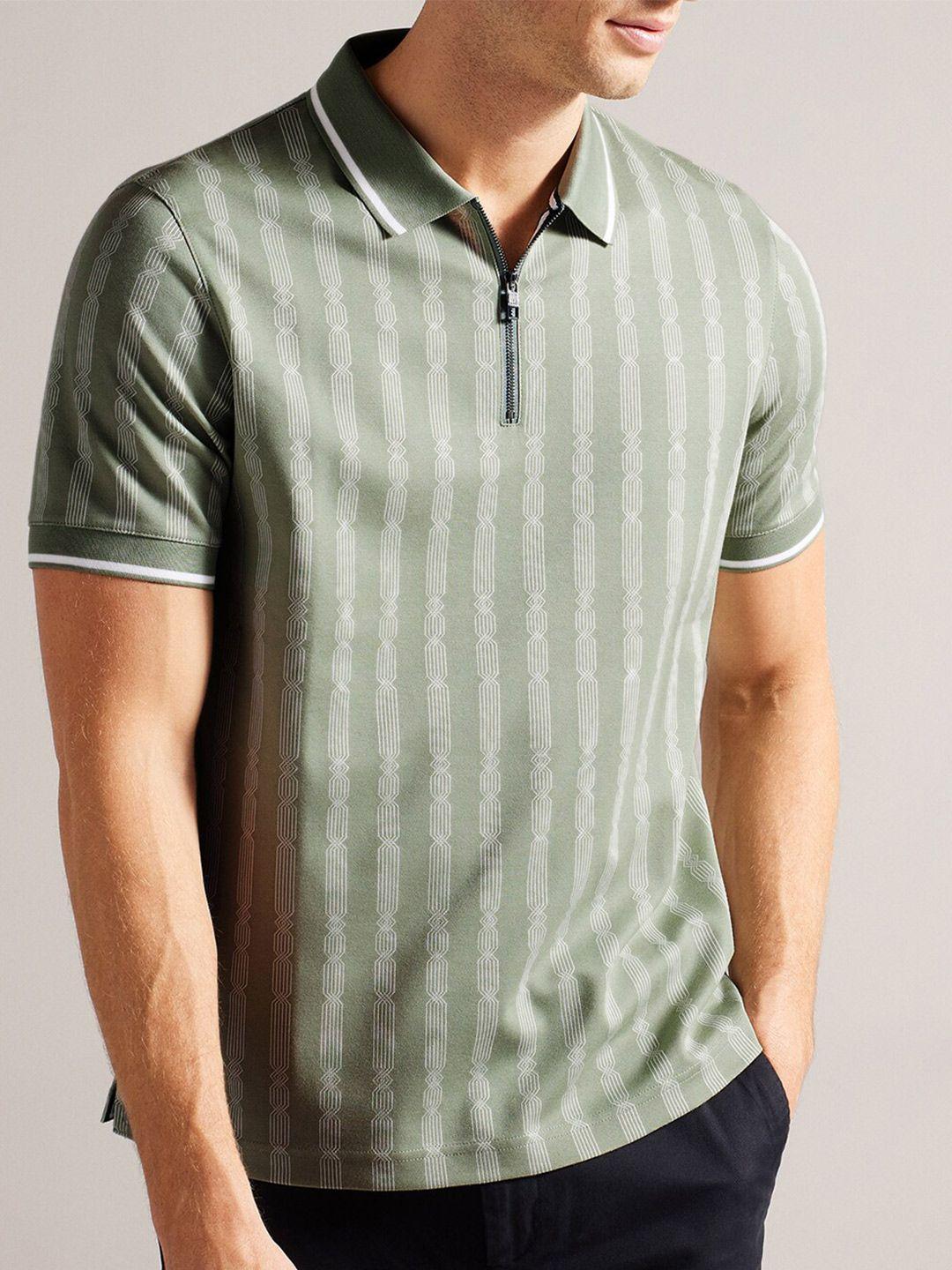 ted baker striped polo collar cotton t-shirt