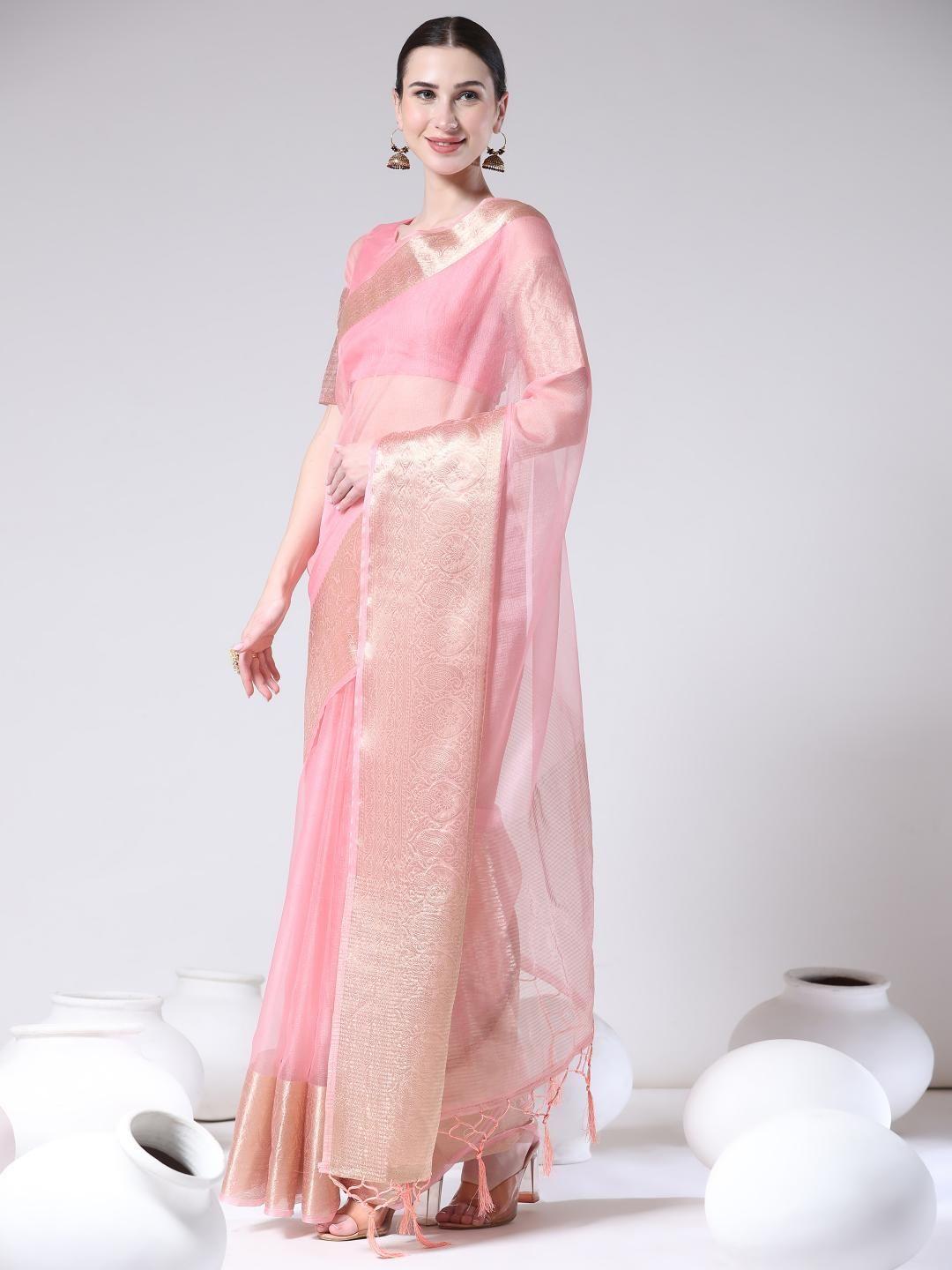 rujave zari pure chiffon banarasi saree