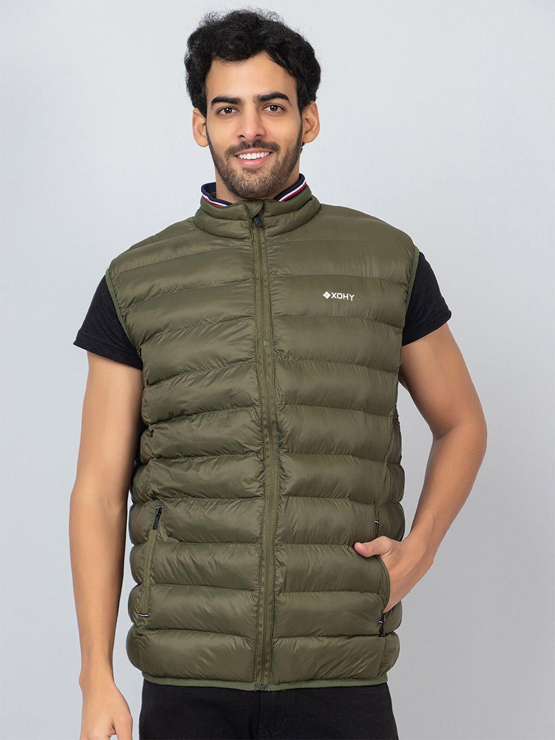 xohy mock collar lightweight cotton puffer jacket