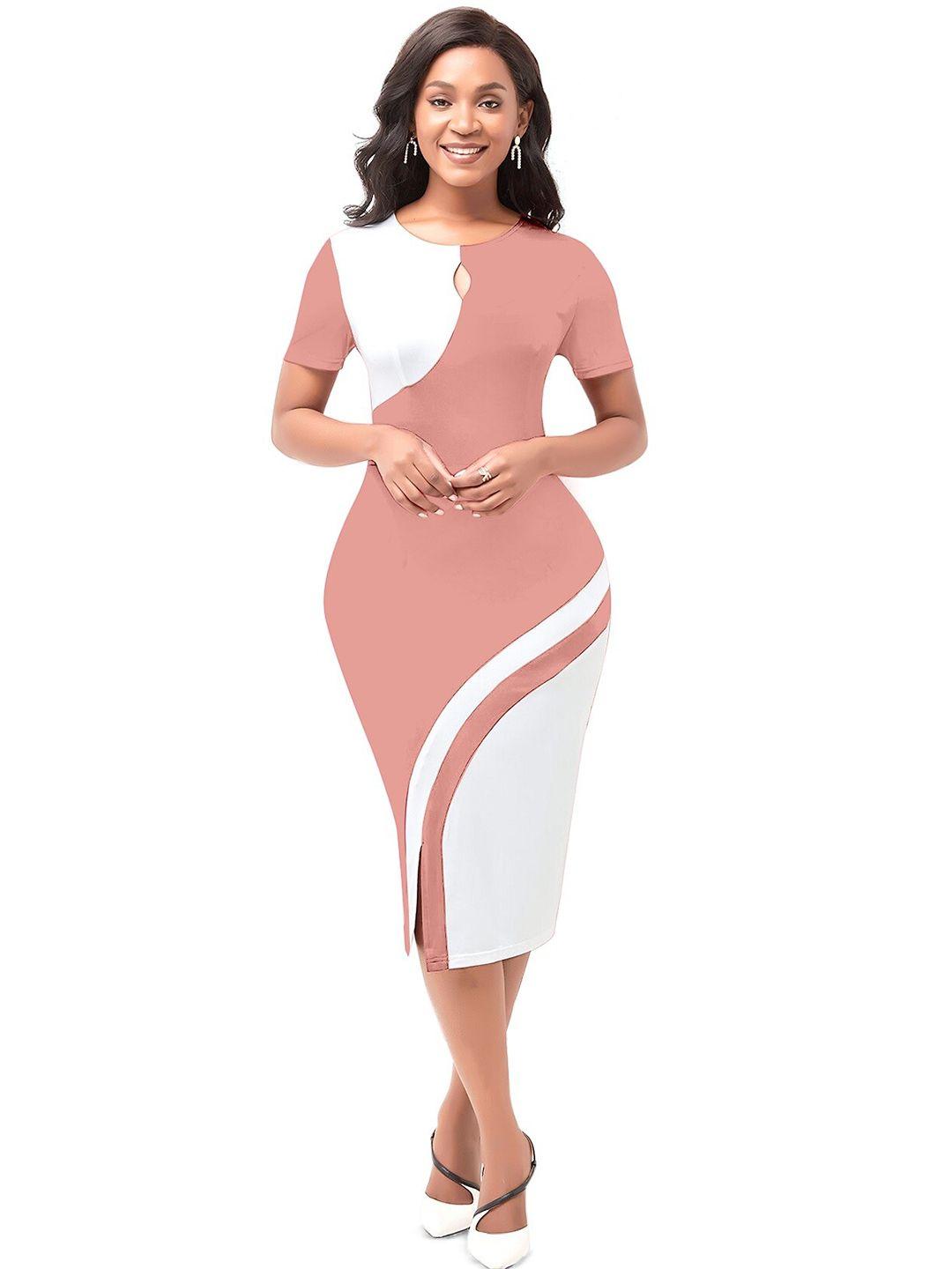 baesd colourblocked bodycon midi dress